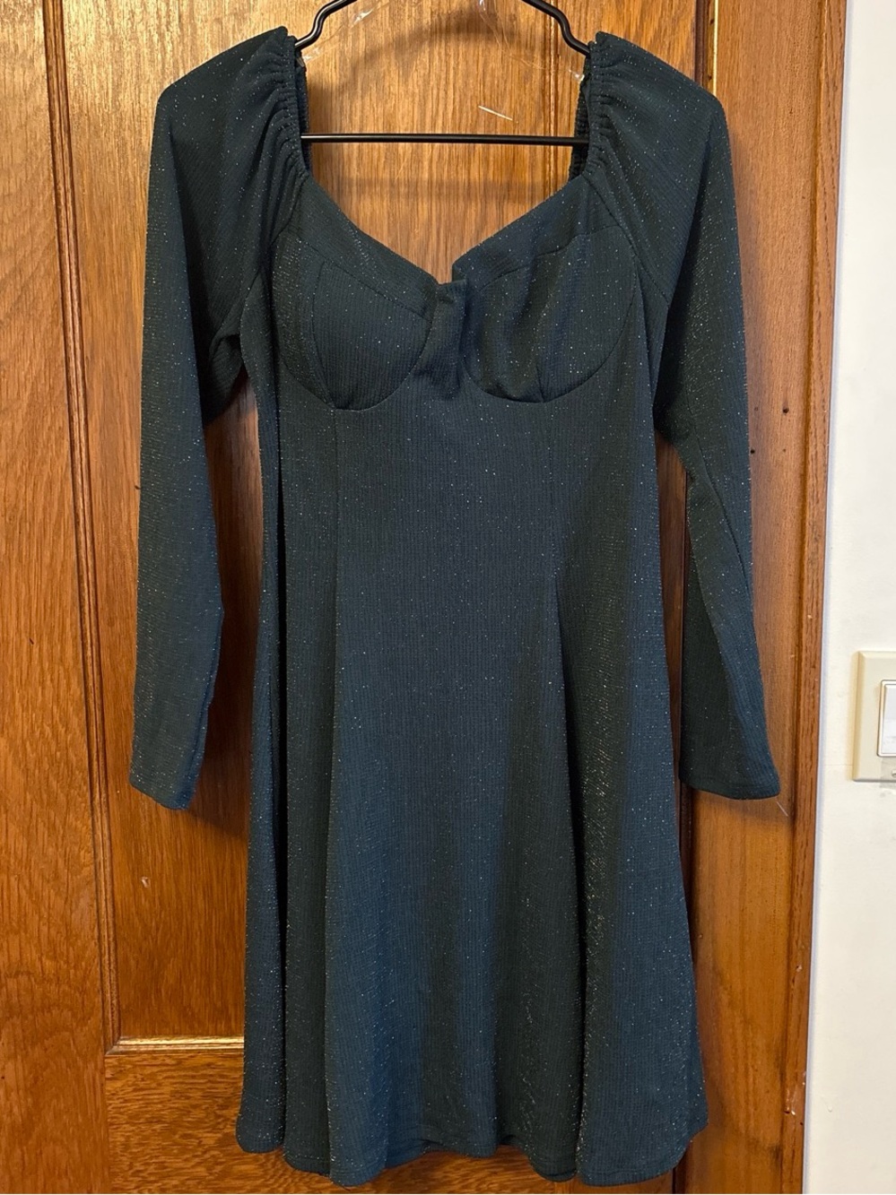 Lily Rose Black Long-Sleeve Glitter Fit & Flare Dress